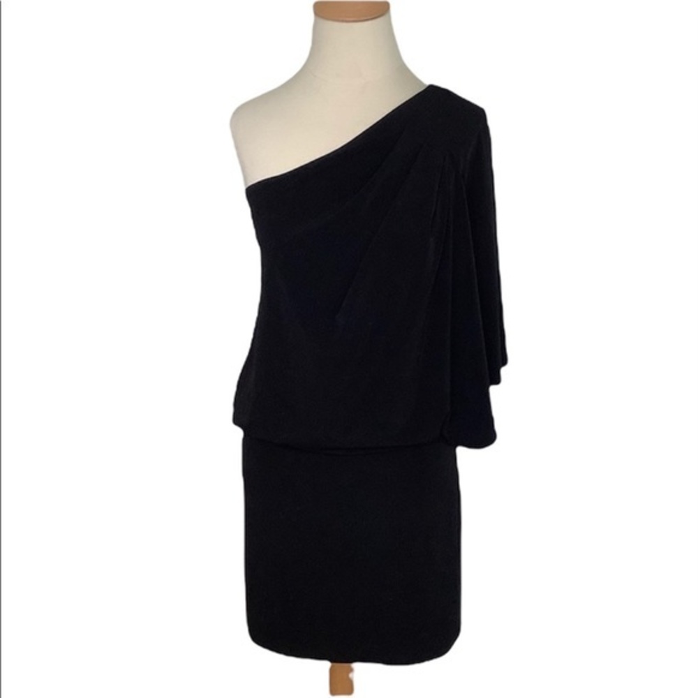 Jessica Simpson drop waist one shoulder black mini dress size Small NWT